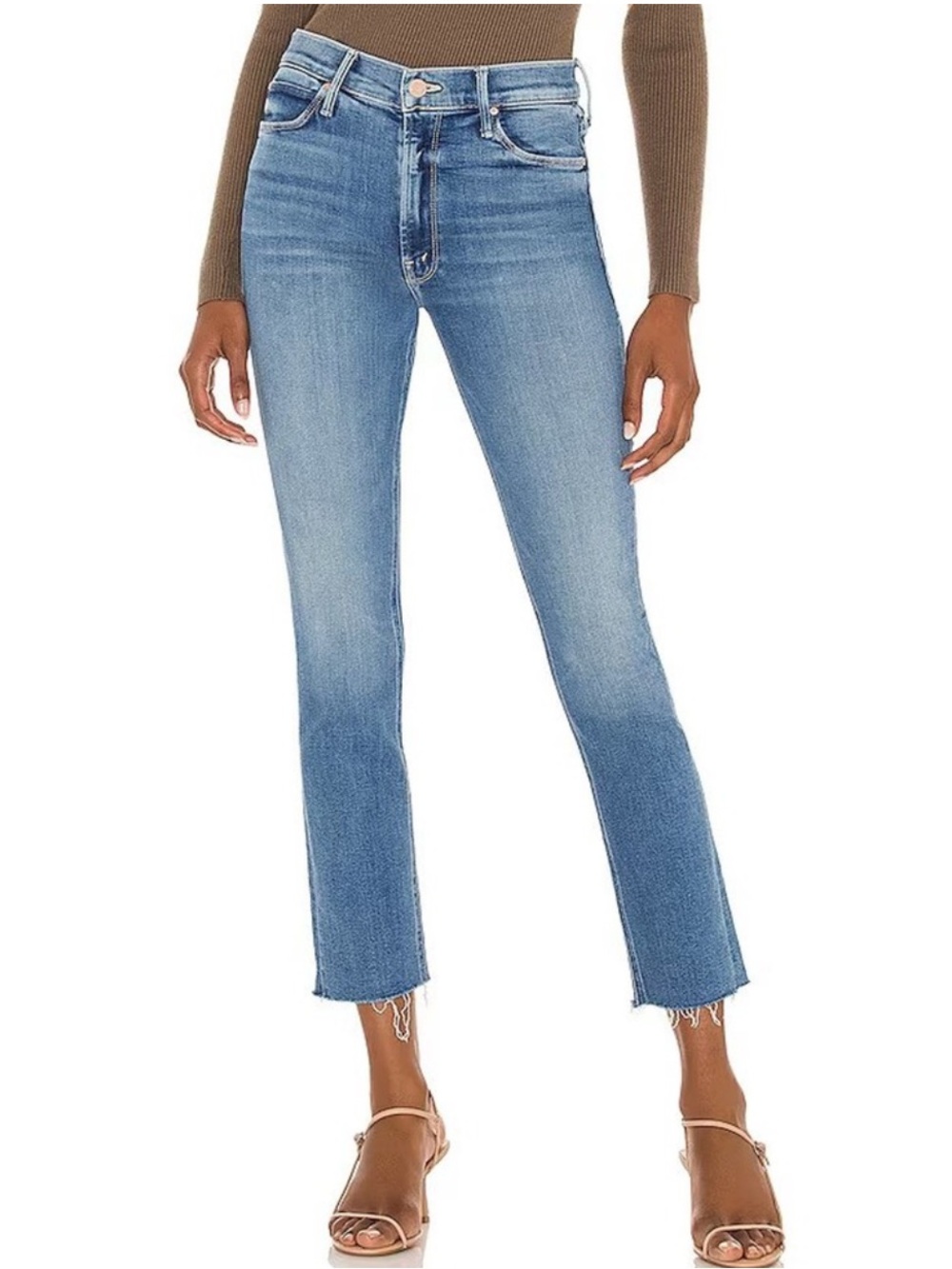 EUC LIL’ Mother Mid Rise Dazzler Ankle Fray Riding Cliffside PETITE Denim Jeans